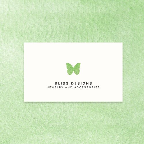 Lime Green Watercolor Butterfly Logo Simple Business Card