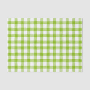 Lime Green Watercolor Dots Gingham Tissue Paper