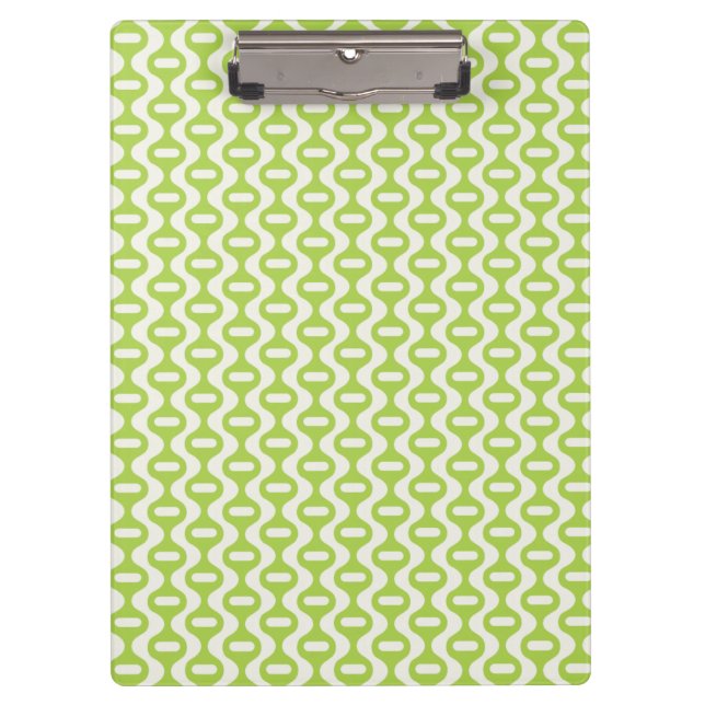 Lime Green Wavy Retro Pattern Clipboard (Front)