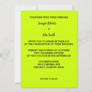 Lime Green Wedding Bright Colorful Custom Simple Invitation