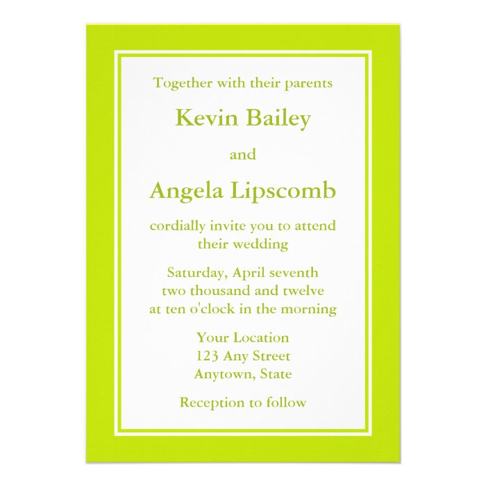 Lime Green Wedding Invitations or Announcements