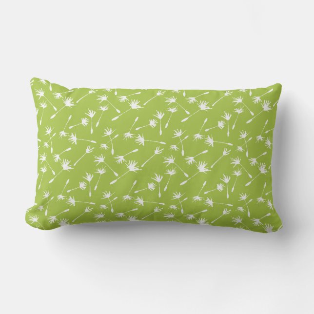 Lime Green Whimsical Seeds Pattern Outdoor Lumbar Pillow (Front)