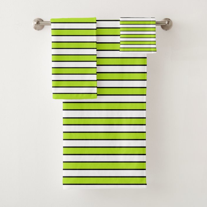 lime green striped towels