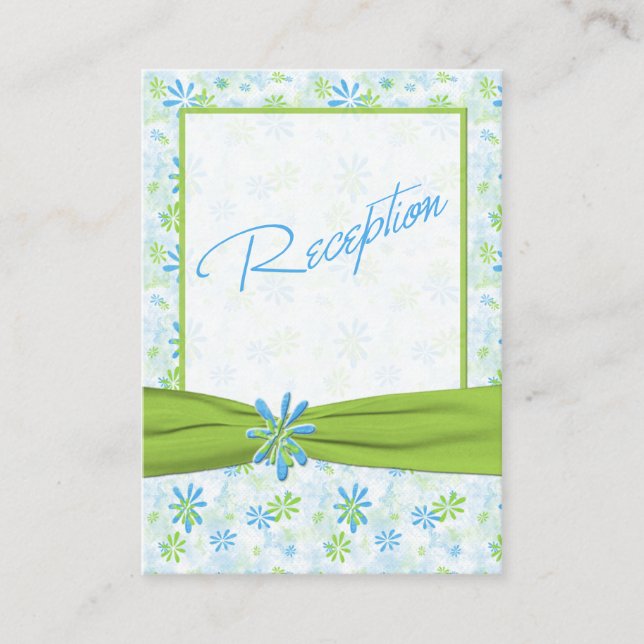 Lime Green,White, and Blue Floral Enclosure Card (Front)