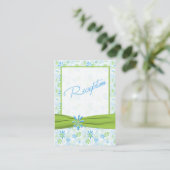 Lime Green,White, and Blue Floral Enclosure Card (Standing Front)