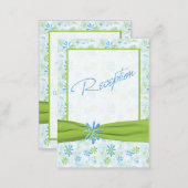 Lime Green,White, and Blue Floral Enclosure Card (Front/Back)