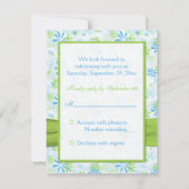 Lime Green, White, and Blue Floral Reply Card (Back)