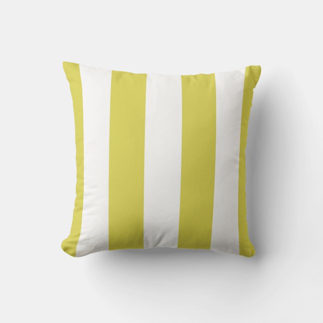 Lime Green & White Awning Stripes Decorative Throw Pillow (Front)