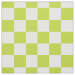 Lime Green White Checkered Checkerboard Pattern Fabric