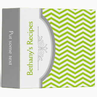 Lime green, white chevron with frame recipe binder