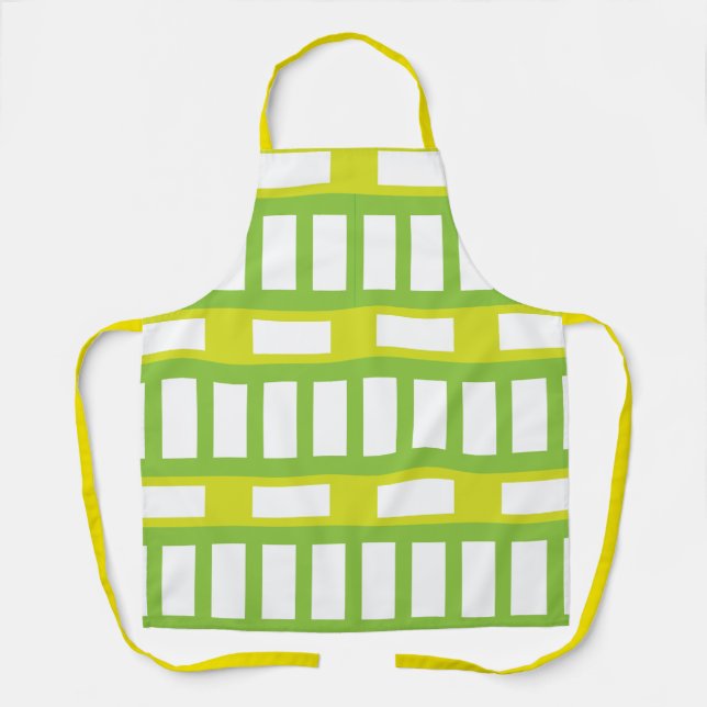 Lime Green White Color Stripes Pattern Apron (Front)