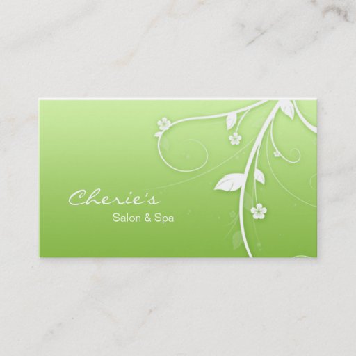 Customizable Lime green White Floral Swirls business card