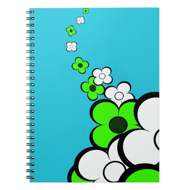 Lime Green White Flowers Notebook (Front)