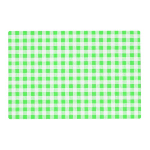 Lime Green White Gingham Pattern Placemat