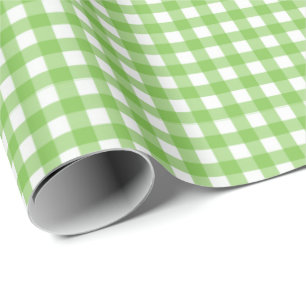 Lime Green White Gingham Wrapping Paper