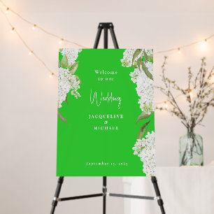 Lime Green White Hydrangeas Wedding Welcome Sign