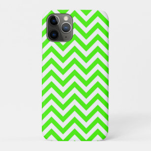 Lime Green White Large Chevron ZigZag Pattern iPhone 11 Pro Case