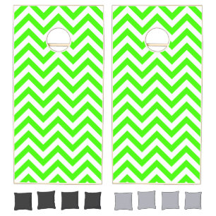 Lime Green White Large Chevron ZigZag Pattern Cornhole Set
