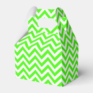 Lime Green White Large Chevron ZigZag Pattern Favor Boxes