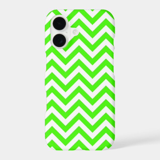 Lime Green White Large Chevron ZigZag Pattern Iphone Case (Back)
