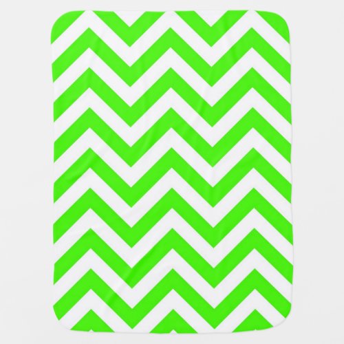 Lime Green White Large Chevron ZigZag Pattern Stroller Blanket