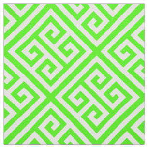 Lime Green White Med Greek Key Diag T Pattern #1 Fabric