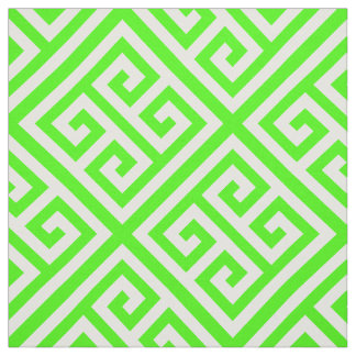 Lime Green White Med Greek Key Diag T Pattern #1 Fabric