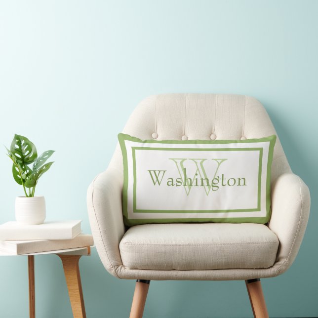 Lime Green/White Monogram Name Keepsake Pillow (Chair)