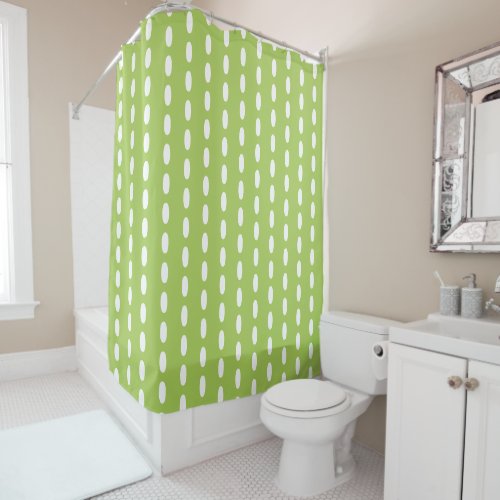 Lime Green White Pattern Shower Curtain