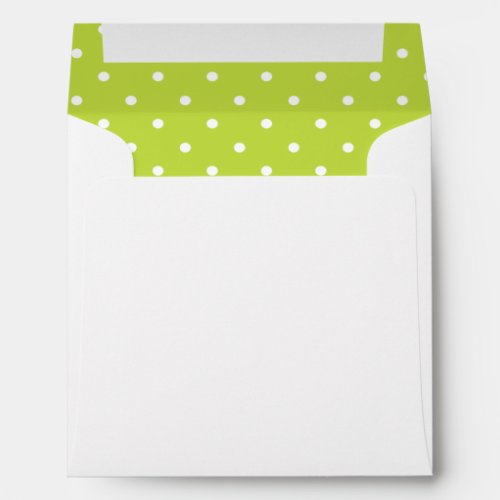 Lime Green White Polka Dot Lined Envelope