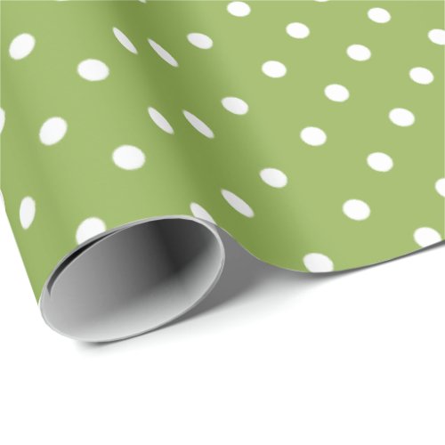 Lime Green  White Polka Dot Wrapping Paper