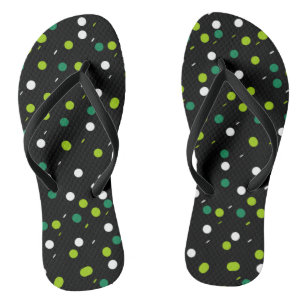 Lime Green White Shapes Pattern Flip Flops
