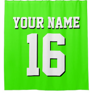 Lime Green White Sports Jersey Team Jersey Shower Curtain