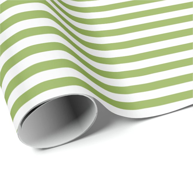 Lime Green | White Stripe Wrapping Paper (Roll Corner)