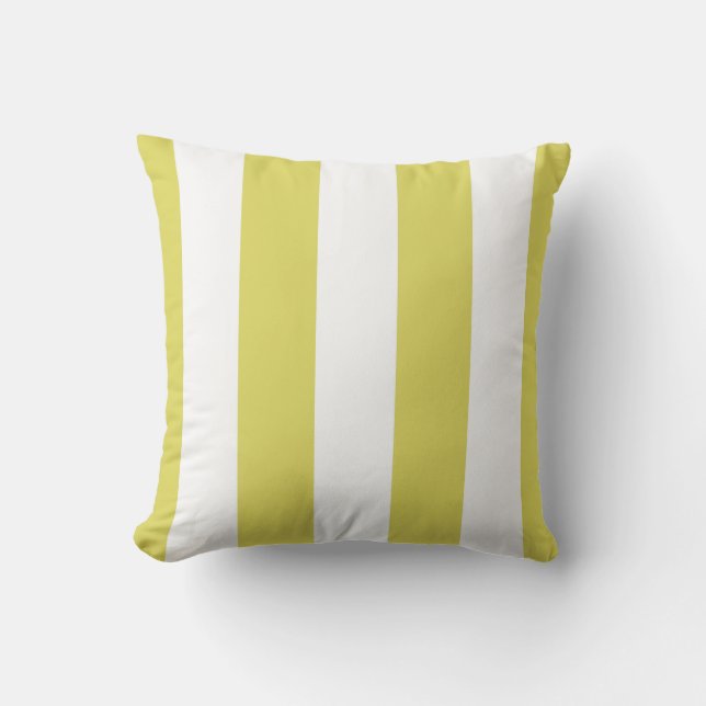 Lime Green & White Stripes Outdoor Throw Pillow (Front)