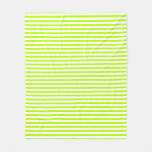 Lime Green White Stripes pattern Fleece Blanket
