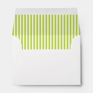 Lime Green White Vertical Stripe Lined Envelope