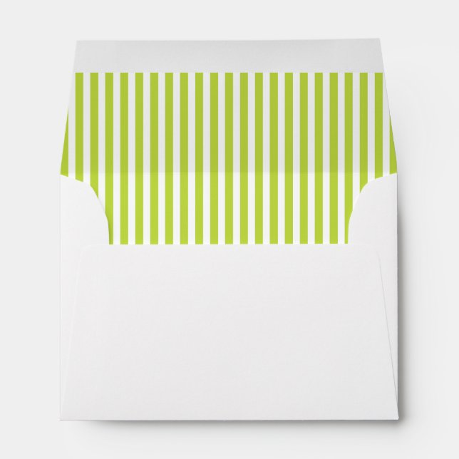 Lime Green White Vertical Stripe Lined Envelope (Back (Bottom))