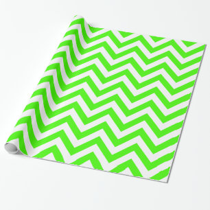 Lime Green White XL Chevron ZigZag Pattern Wrapping Paper