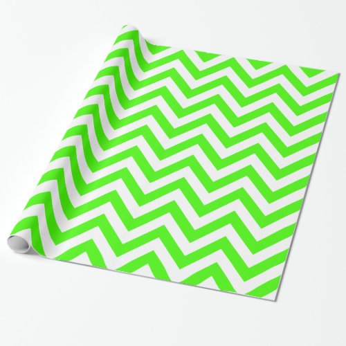 Lime Green White XL Chevron ZigZag Pattern Wrapping Paper