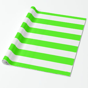 Lime Green, White XL Stripes Pattern Wrapping Paper