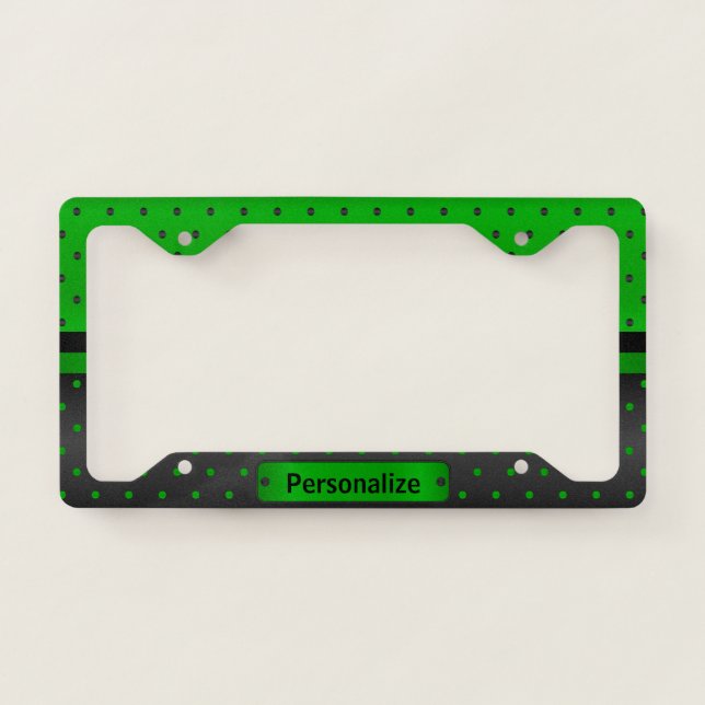 Lime Green with Black Polka Dots License Plate Frame (Front)