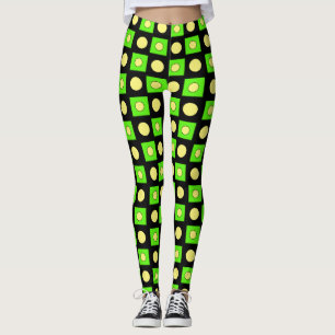 Lime Green Yellow and Black Abstract Shapes Leggings