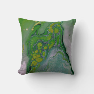 Lime Green Yellow Fluid Marble Liquid Art Throw Throw Pillow