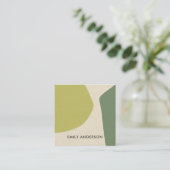 LIME GREEN YELLOW MODERN RUSTIC ABSTRACT ARTISTIC SQUARE BUSINESS CARD (Standing Front)