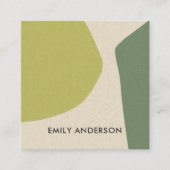 LIME GREEN YELLOW MODERN RUSTIC ABSTRACT ARTISTIC SQUARE BUSINESS CARD (Front)