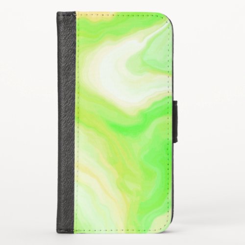 Lime Green Yellow Orange and White Marble Swirls iPhone X Wallet Case