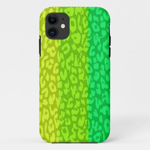 Lime Green Yellow Retro Leopard Print 2 iPhone 11 Case