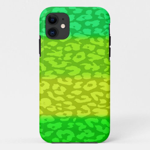 Lime Green Yellow Retro Leopard Print iPhone 11 Case