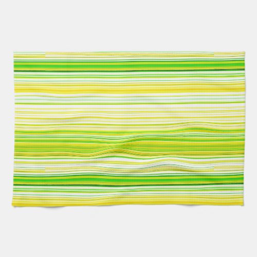 Lime Green Yellow Striped Pattern Kitchen Towel